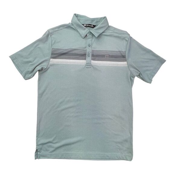 Travis Matthew Men's Striped Short Sleeve Golf Polo Shirt Mint Green Small - Picture 4 of 11